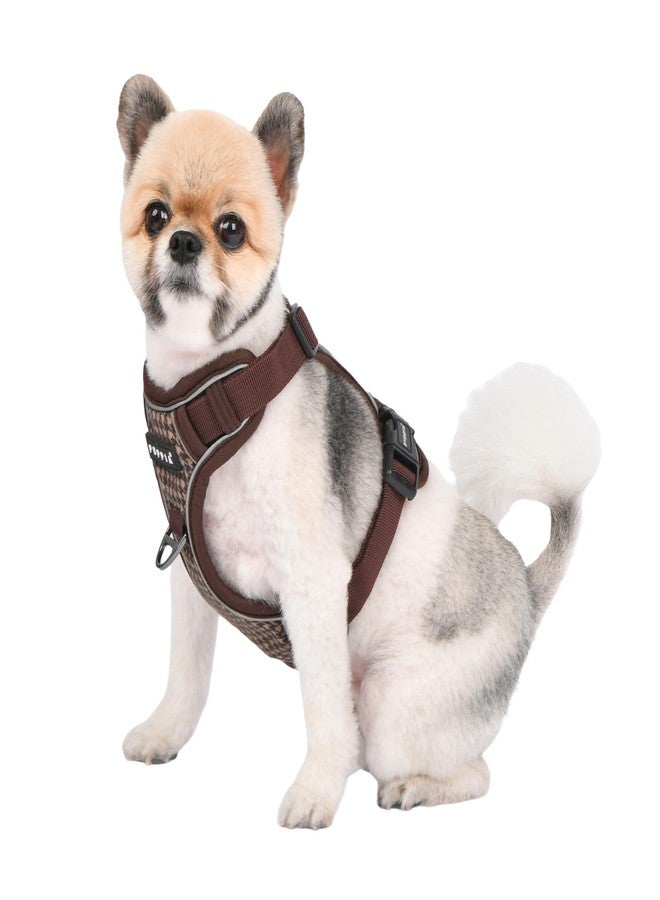 بوبيا سرج كلاب من نوع بوبيا كونال بنقشة مربعات هاوندستوث، متين وقابل للتعديل للرقبة والصدر، عاكس للضوء، مناسب للكلاب الصغيرة والمتوسطة، بني، مقاس كبير جدًا (XX-Large). - Image 5