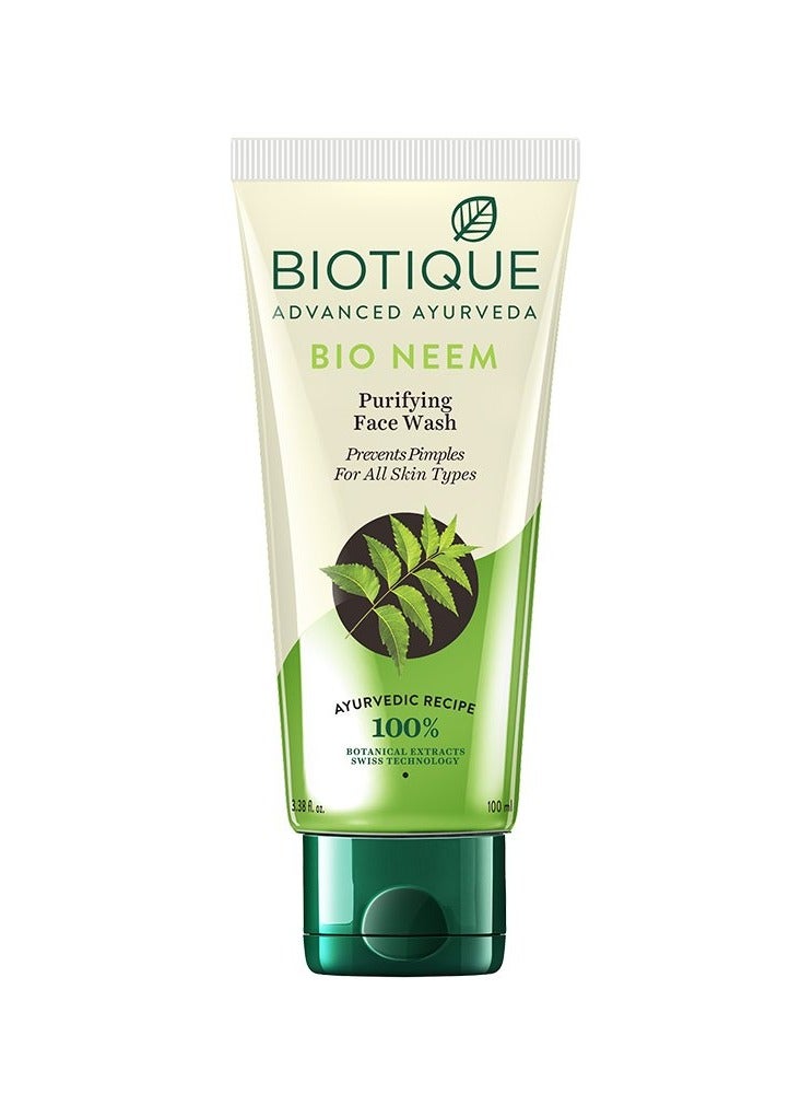 Biotique Fresh Neem Face Wash Pimple Control 100% Botanical Extracts Ayurvedic All Skin Types 100ml - Image 1