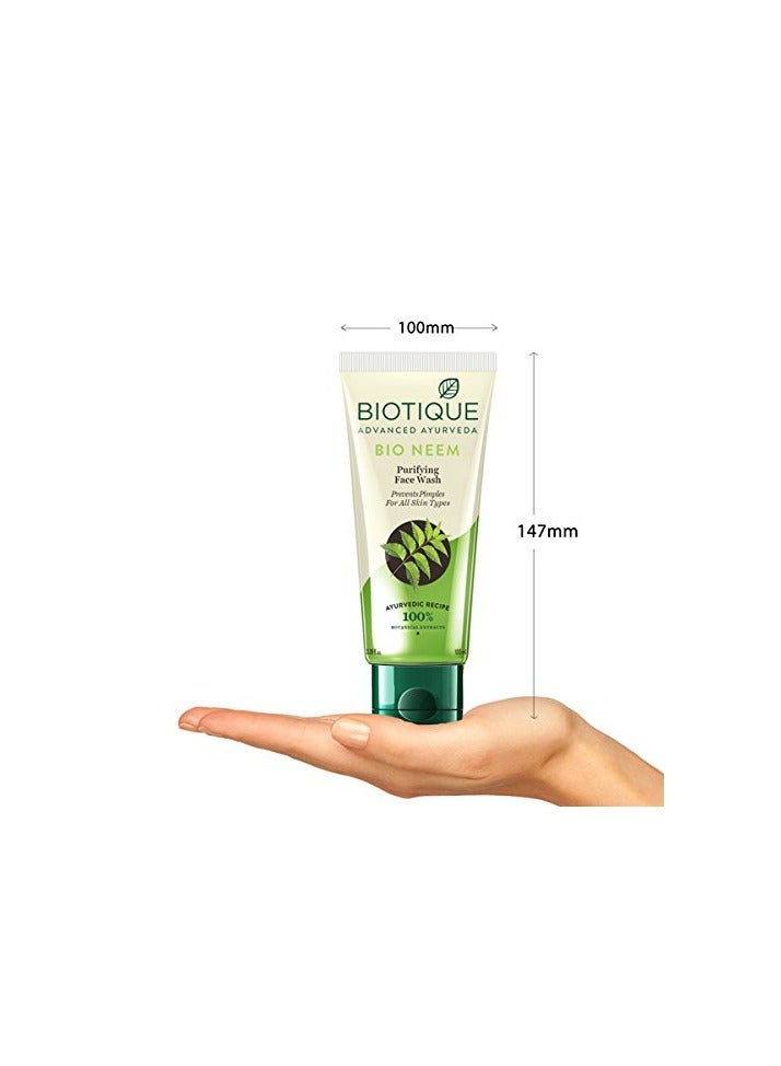 Biotique Fresh Neem Face Wash Pimple Control 100% Botanical Extracts Ayurvedic All Skin Types 100ml - Image 4