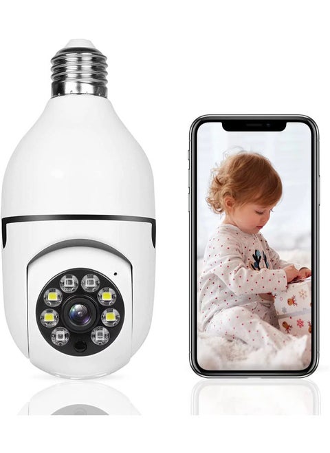 1080P Wireless Tovnet Wifi Pan/Tilt Light Bulb Security Camera, 360 Degrees 3.0MP Cam Home Surveillance CCTV Panoramic IP Camera, with Night Vision, Two Way Audio, Smart Motion Detection