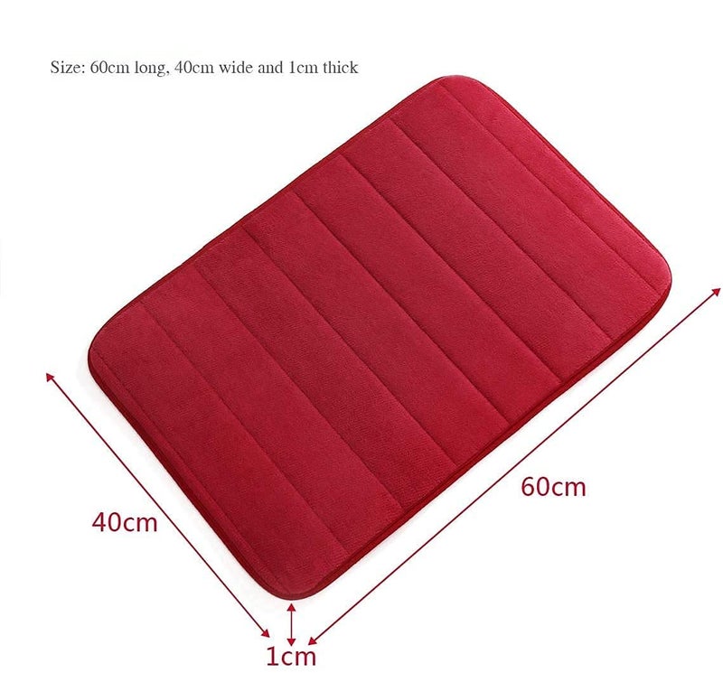 Home-Cloud HomeCloud Memory Foam Bath Mat| Non Slip Super Water Absorption Soft Bathroom Rugs, Thick, Dry Fast, Machine Washable for Bathroom Floor Mat (60 * 40cm) (Maroon, 40x60cm) - Image 4