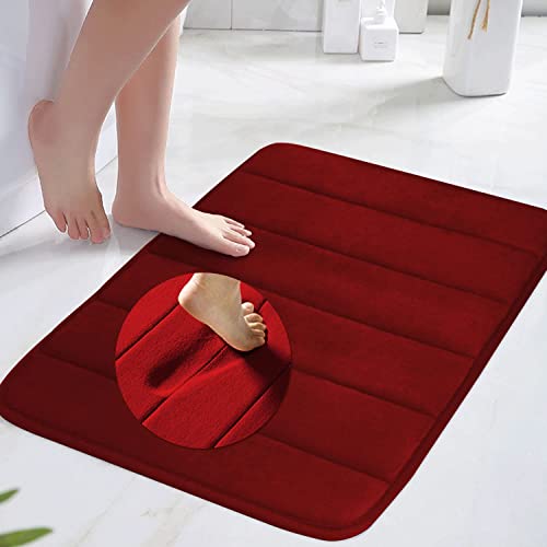 Home-Cloud HomeCloud Memory Foam Bath Mat| Non Slip Super Water Absorption Soft Bathroom Rugs, Thick, Dry Fast, Machine Washable for Bathroom Floor Mat (60 * 40cm) (Maroon, 40x60cm) - Image 1