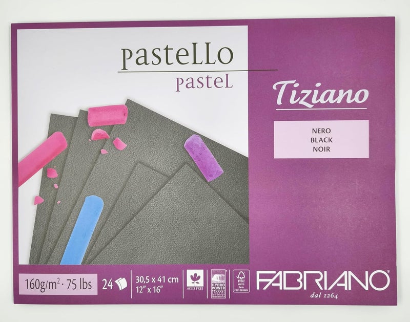 FABRIANO Tiziano Pastel Blocks Black 160 GSM 30.5 X 41 CM - Image 1