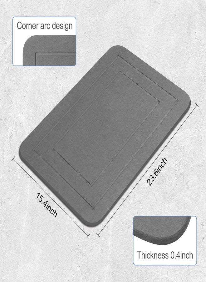 HUMIGA 2 Pack Stone Bath Mat, Diatomaceous Earth Shower Mat, Non-Slip Super Absorbent Quick Drying Bathroom Kitchen Floor Mat (Grey, 24x15) - Image 3