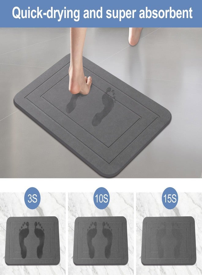 HUMIGA 2 Pack Stone Bath Mat, Diatomaceous Earth Shower Mat, Non-Slip Super Absorbent Quick Drying Bathroom Kitchen Floor Mat (Grey, 24x15) - Image 2