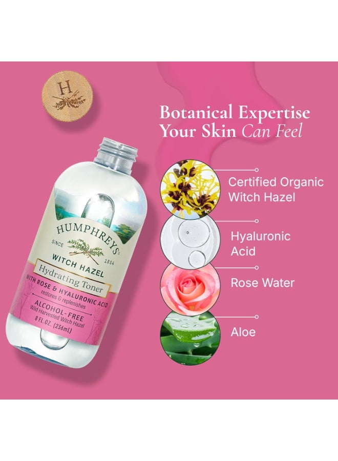 Humphreys Witch Hazel Hydrating Toner | Wild Harvested Witch Hazel & Rose | Natural, Alcohol-Free Formula | Balancing & Hydrating | Clears Pores | 8 Fl Oz - Image 2