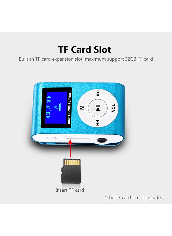 Generic - Mini Portable MP3 Music Player Metal Clip-on MP3 Player with LCD Screen Support TF Card Wide Application Silver - Image 1