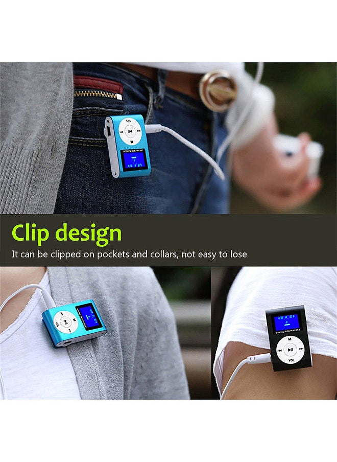 Generic - Mini Portable MP3 Music Player Metal Clip-on MP3 Player with LCD Screen Support TF Card Wide Application Silver - Image 1