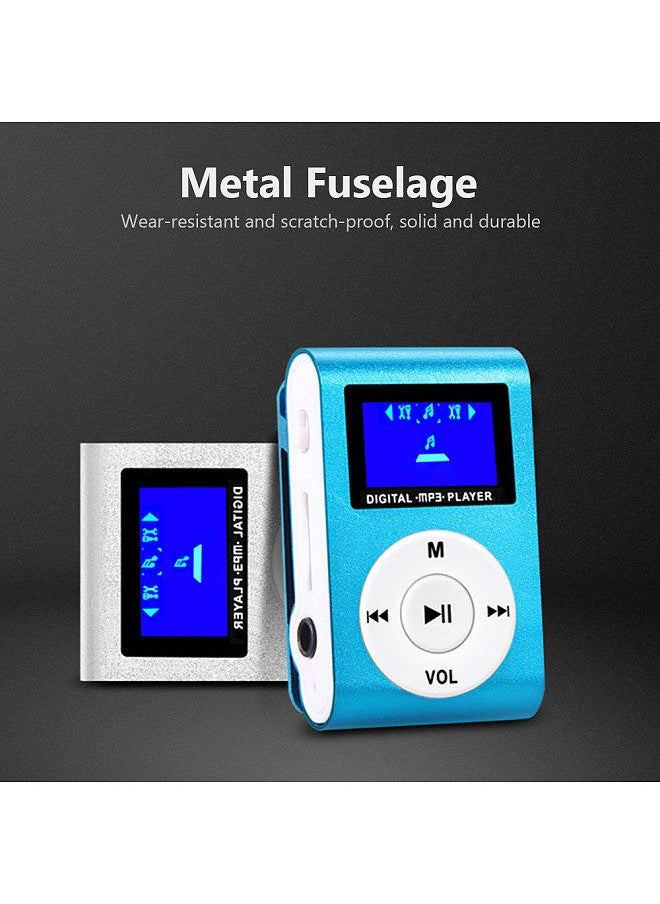 Generic - Mini Portable MP3 Music Player Metal Clip-on MP3 Player with LCD Screen Support TF Card Wide Application Silver - Image 1