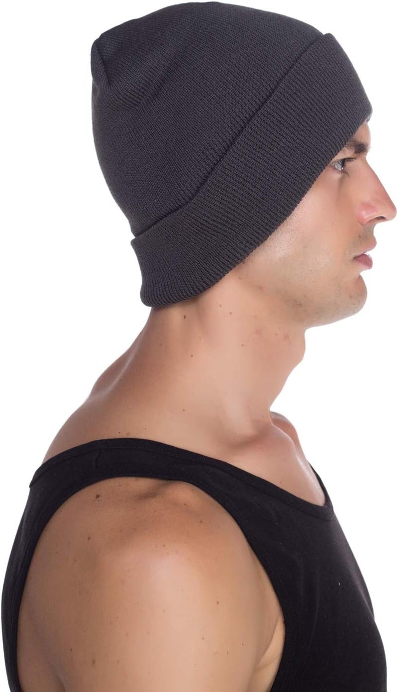 Top Level Beanie Men Women - Unisex Cuffed Plain Skull Knit Hat Cap - Image 5