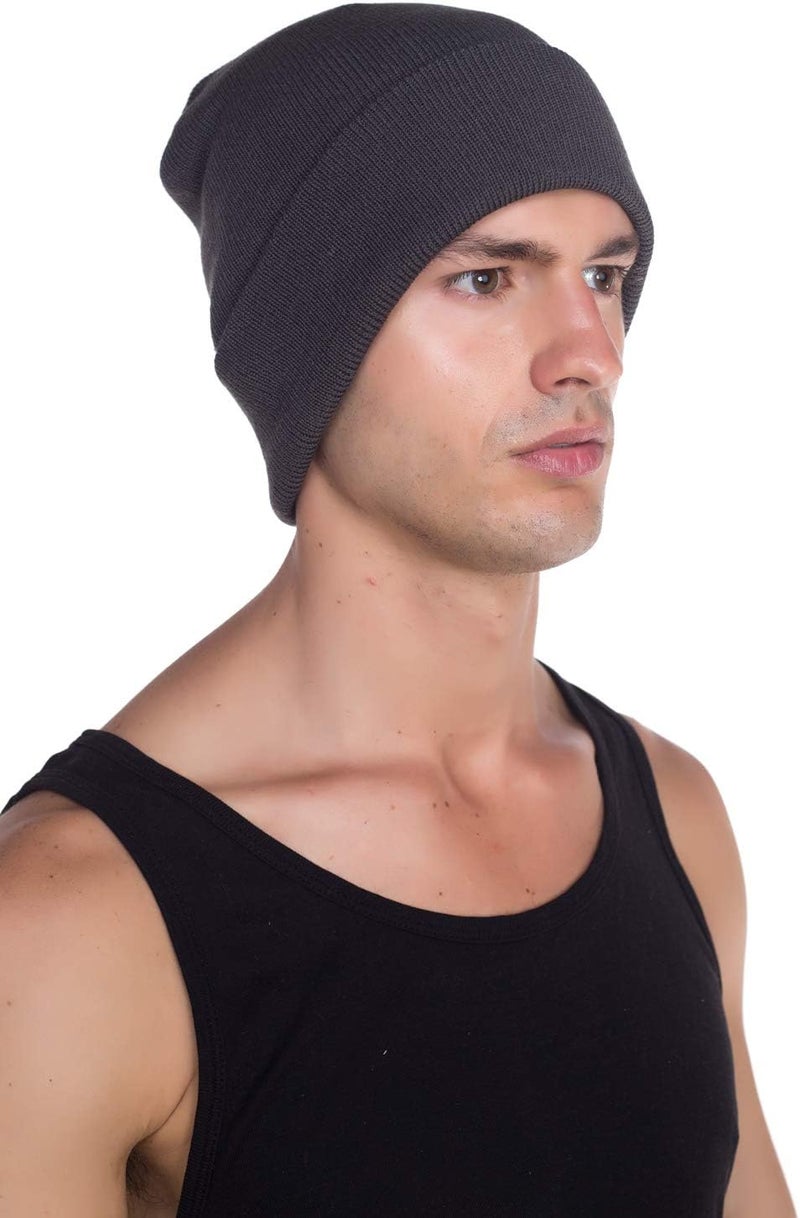Top Level Beanie Men Women - Unisex Cuffed Plain Skull Knit Hat Cap - Image 2