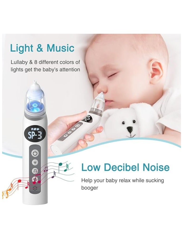 Generic Nasal Aspirator, IPX7 Waterproof Electric Nasal Aspirator for Baby, Baby Nose Sucker Baby with 3 Silicone Tips, Adjustable 3 Levels Suction, Rechargeable, 8 Light Soothing Function & Music  - Image 2