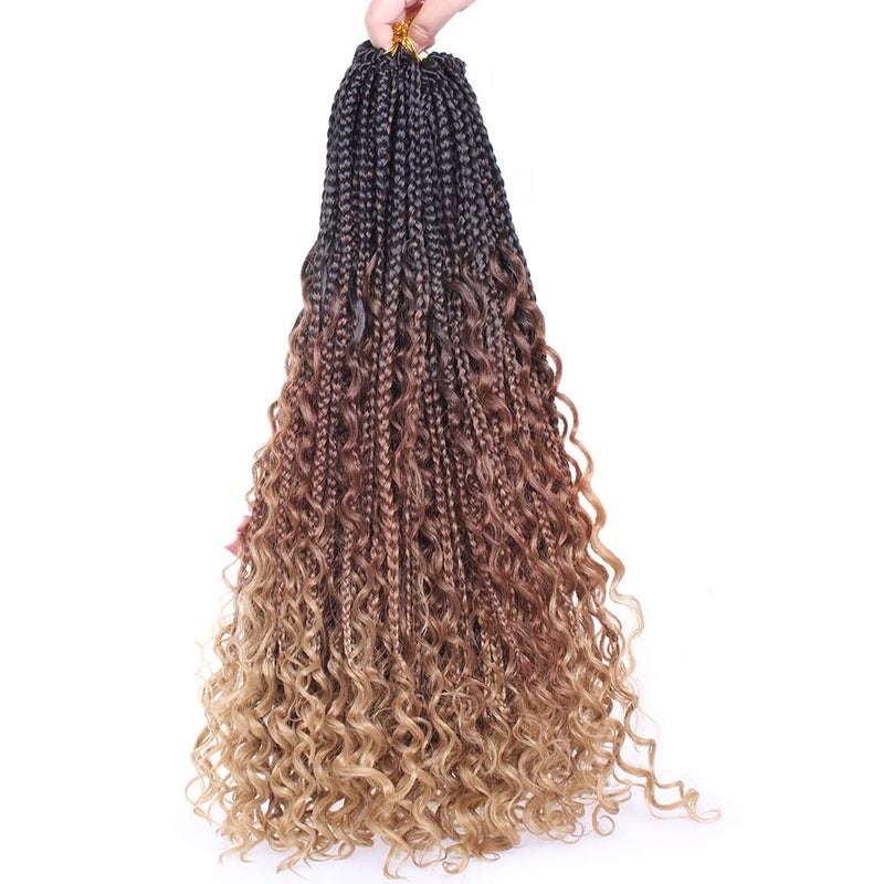 Beverlee 24 Inch Boho Box Braids 8 Packs Goddess Box Braids Crochet Hair Bohemian Hippie Braids Braiding Hair Box Braids with Curly Ends Messy Prelooped Synthetic Crochet Hair for Black Women 53