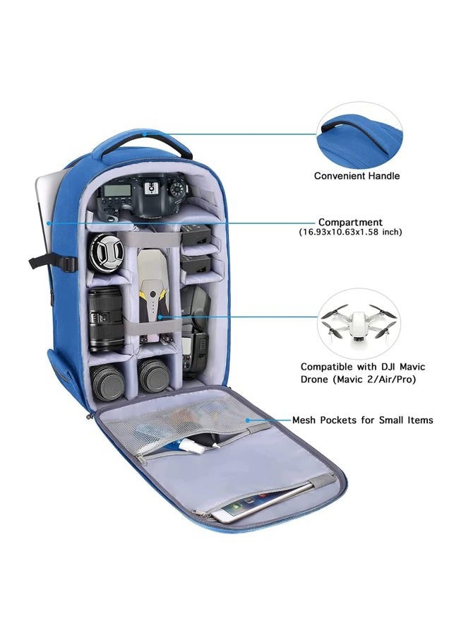 Mosiso Camera Backpack, DSLR/SLR/Mirrorless Photography Camera Bag 15-16 inch Waterproof Hardshell Case with Tripod Holder&Laptop Compartment Compatible with Canon/Nikon/Sony, Royal Blue - Image 2