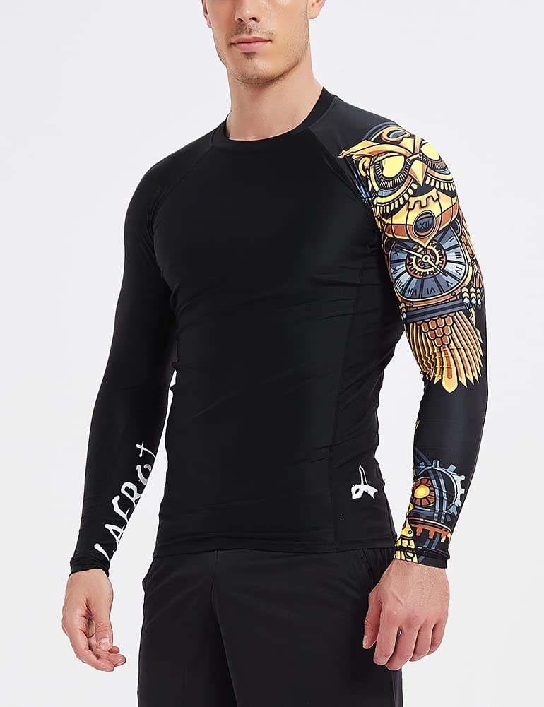 LAFROI Men's Long Sleeve UPF 50+ Baselayer Skins Performance Fit Compression Rash Guard-CLYYB Asym Time Manager Size SM - Image 5