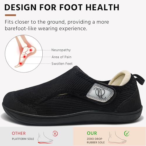 CJROSM Comfortable Wide Diabetic Shoes for Women Mes,Barefoot House Shoes Slippers for Women Indoor Outdoor,Adjustable Zero Drop Edema Shoe for Neuropathy, Breathable Nursing Shoe Wide Width Casual Sneakers - Image 4