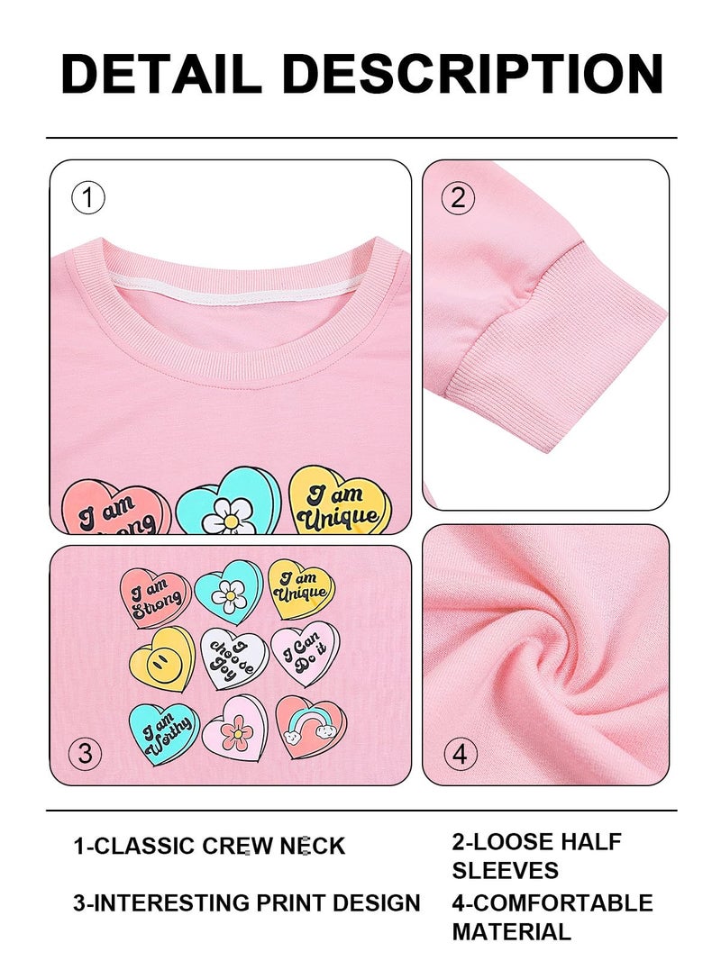 MAXIMGR Valentines Sweatshirt Women Teacher Valentine Shirts sequin Love Heart Graphic Tee Valentine's Day Gift Pullover Pink - Image 4