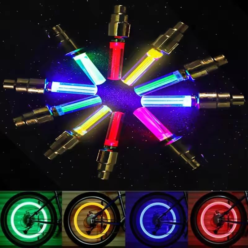 7Cylinder LED Tire Valve Cap Neon Flash Lights - Waterproof Vibrant Wheel Glow Lights, 4 Pcs, Blue - Image 5