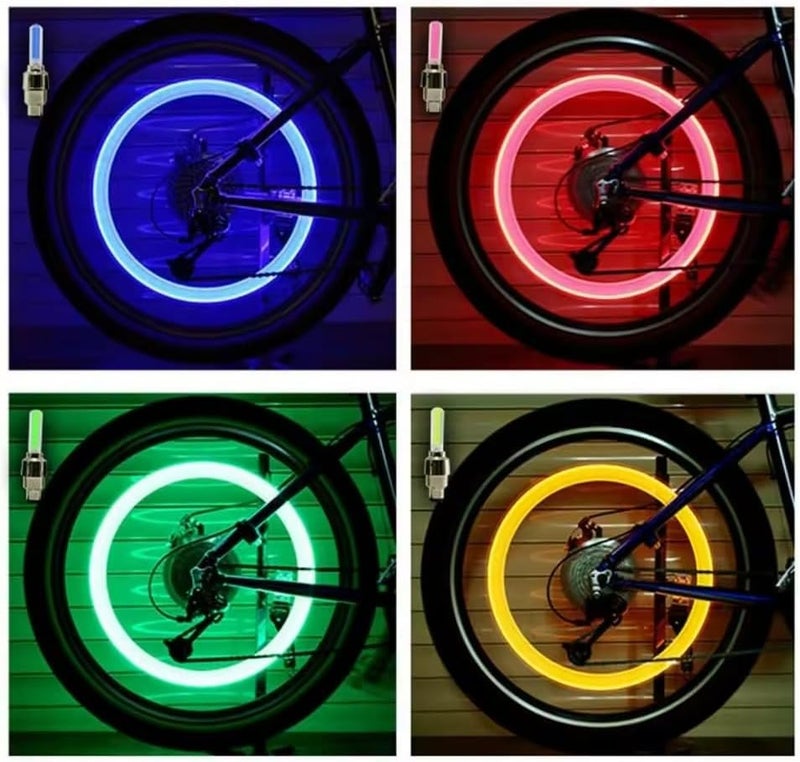 7Cylinder LED Tire Valve Cap Neon Flash Lights - Waterproof Vibrant Wheel Glow Lights, 4 Pcs, Blue - Image 4