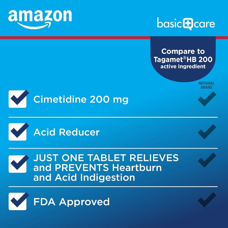 Care Cimetidine Coated Tablets 200 mg Acid Reducer Heartburn Medicine Indigestion Relief 120 Count Pack of 3 - Image 3