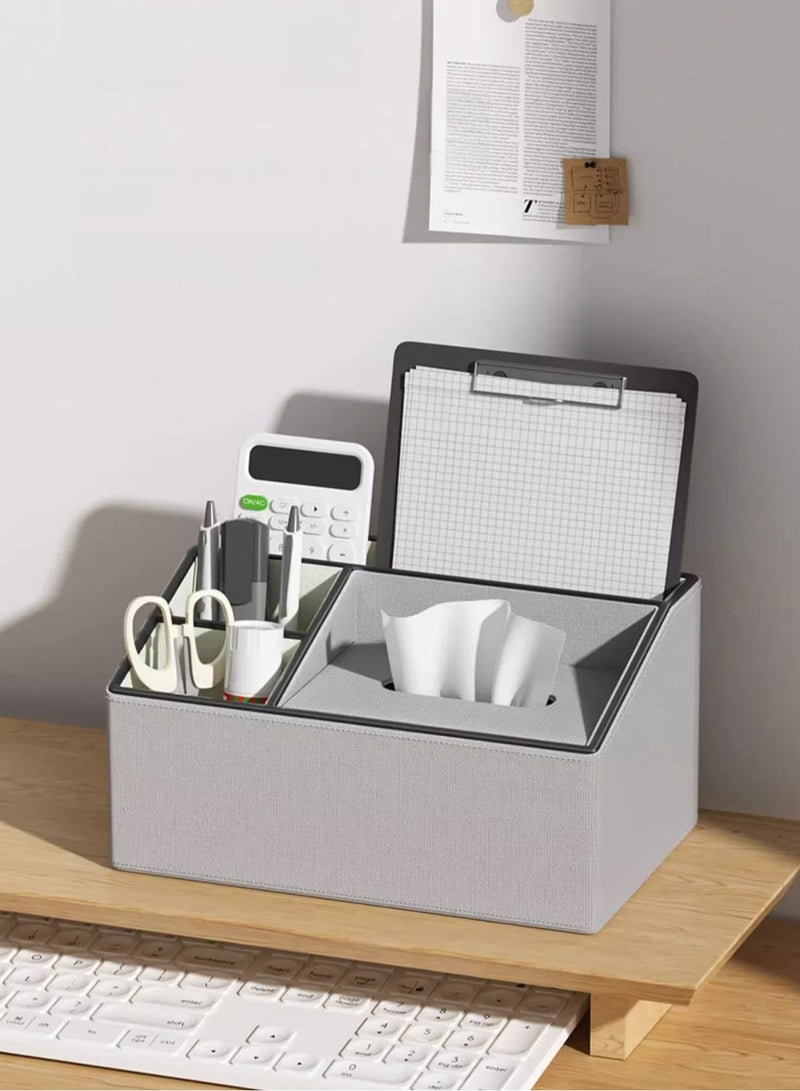Paraphrase Stylish Multifunctional Leather Desktop Organizer and Tissue Holder, in Forest-Themed Pattern and Faux Leather, for Living Room, Bedroom, Bathroom, and Office - Image 5