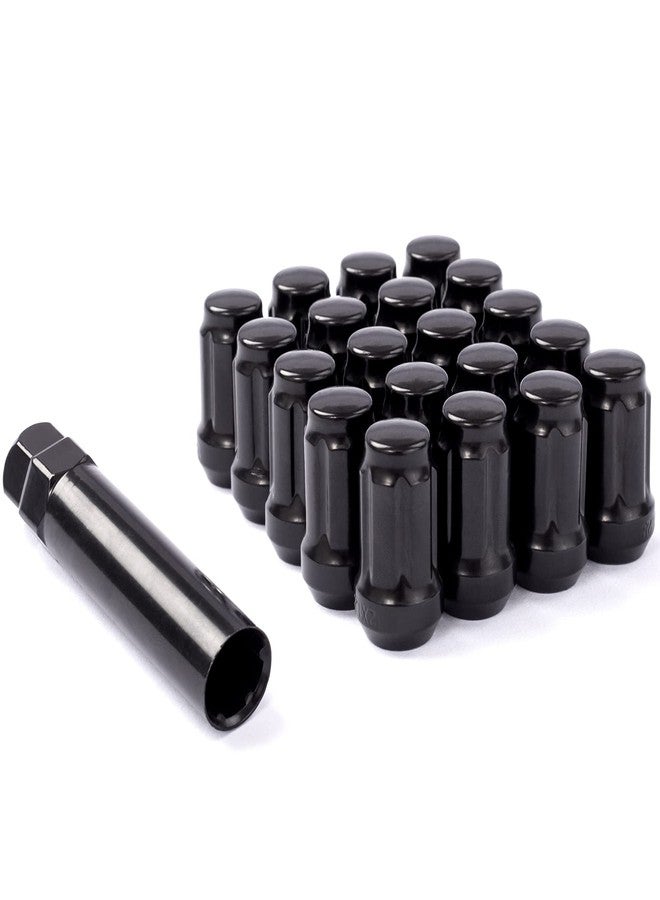 DCVAMOUS صواميل عجلات DCVAMOUS مقاس 12x1.25 متوافقة مع عجلات ما بعد البيع لسيارات إنفينيتي ونيسان وسوبارو وسوزوكي، صواميل سوداء بستة شقوق مقاس 12 مم × 1.25 بوصة، ارتفاع 1.38 بوصة، مقعد مخروطي مع مفتاح، طقم من 20 قطعة - Image 1