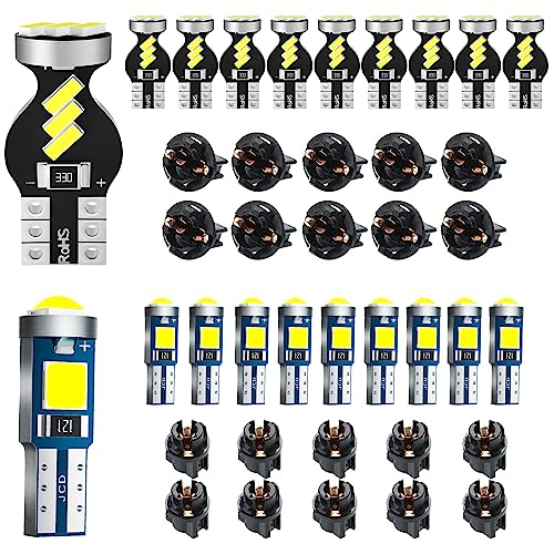 Antline T5 37 74 73 2723 2721 194 T10 168 2825 W5W LED Bulb White, Super Bright PC74 PC37 PC168 PC194 PC161 LED Replacements for Interior Dome Map Dashboard Panel Gauge Indicator Lights (Pack of 10) - Image 1
