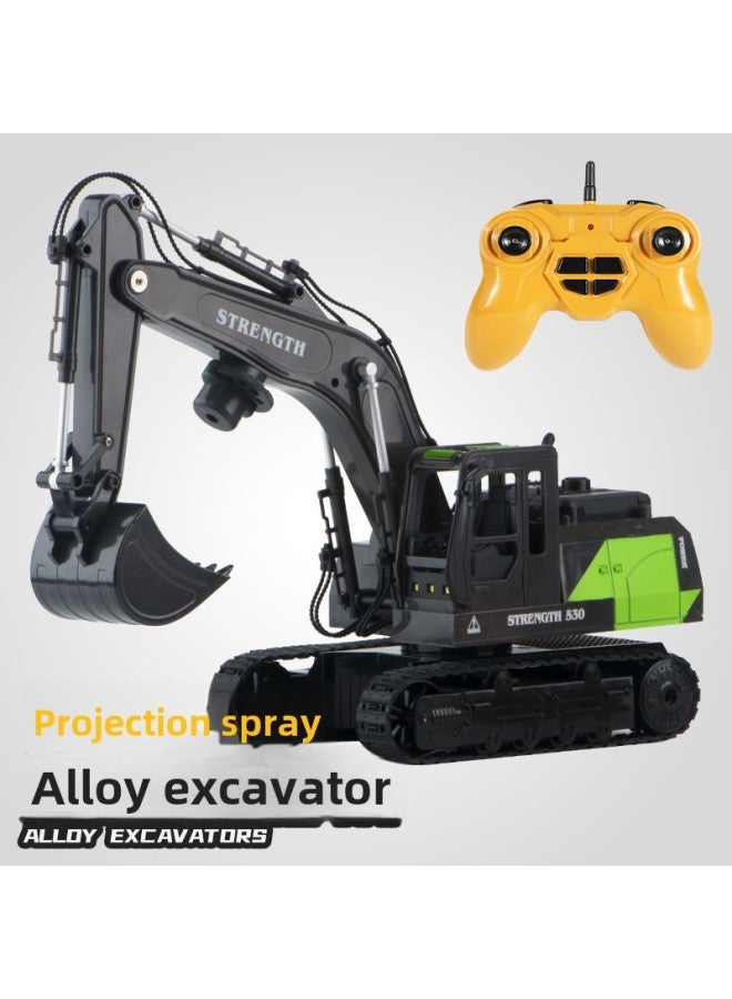 Children's 14/12-way Alloy Excavator Light Music Spray Projection Toy Gesture Induction Electric Remote Control Car-Color:14-way Projection Spray Model Gray Green-Scale:Dual Battery - Image 1