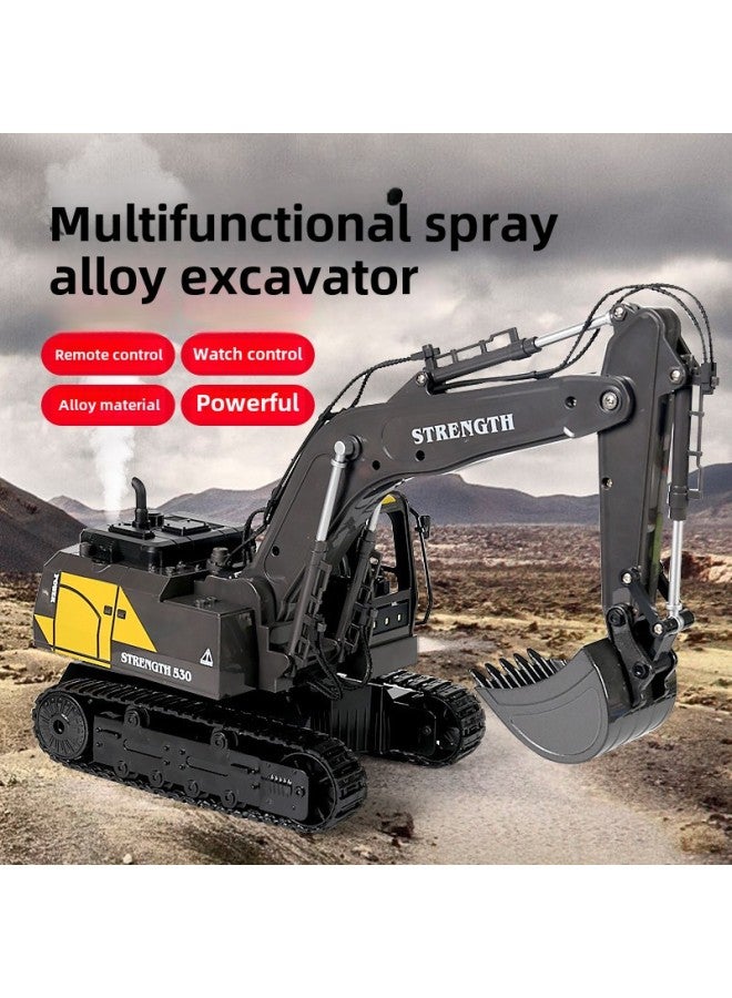 Children's 14/12-way Alloy Excavator Light Music Spray Projection Toy Gesture Induction Electric Remote Control Car-Color:14-way Projection Spray Model Gray Green-Scale:Dual Battery - Image 4