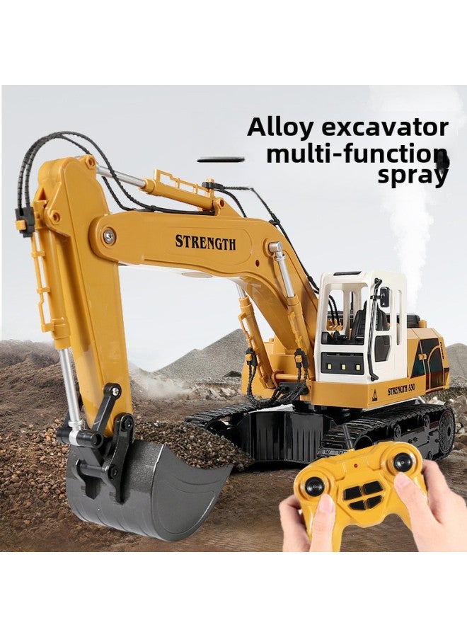 Children's 14/12-way Alloy Excavator Light Music Spray Projection Toy Gesture Induction Electric Remote Control Car-Color:14-way Projection Spray Model Gray Green-Scale:Dual Battery - Image 2