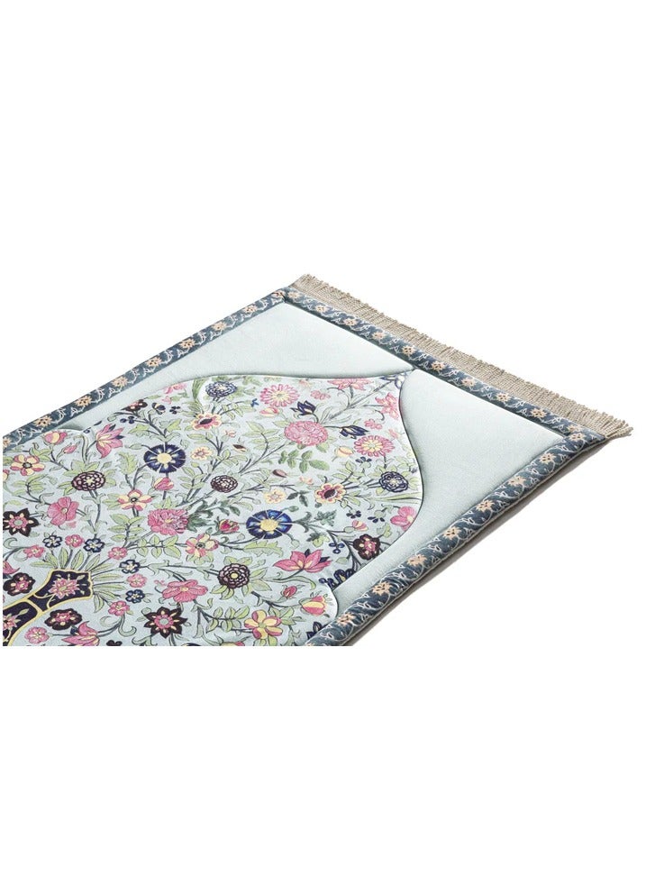Elegant Floral Padded Islamic Prayer Mat – Soft Muslim Salah Rug with Vibrant Botanical Design -  Luxury Muslim Prayer Rug with Botanical Art  - Image 3