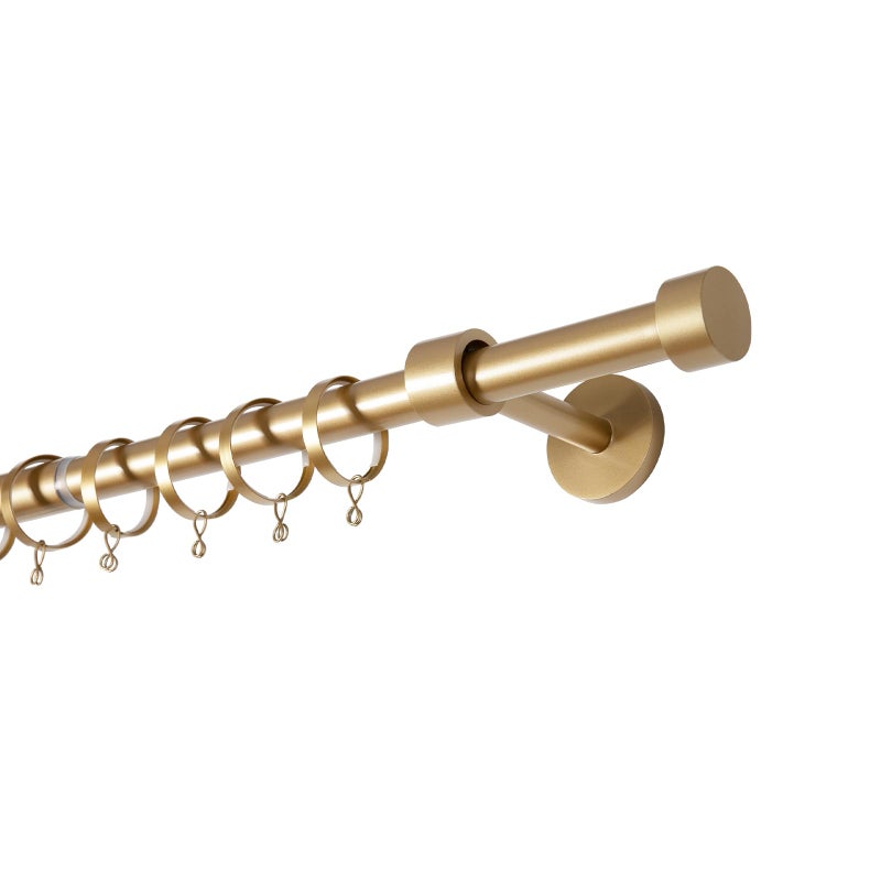 TWOPAGES Adjustable Curtain Rod, Heavy Duty Curtain Rod Set with Brackets and Rings, 1 Inch Diameter Wall Mounted Drapery Rod 28 to 76 Inch Length, Gold - Image 1