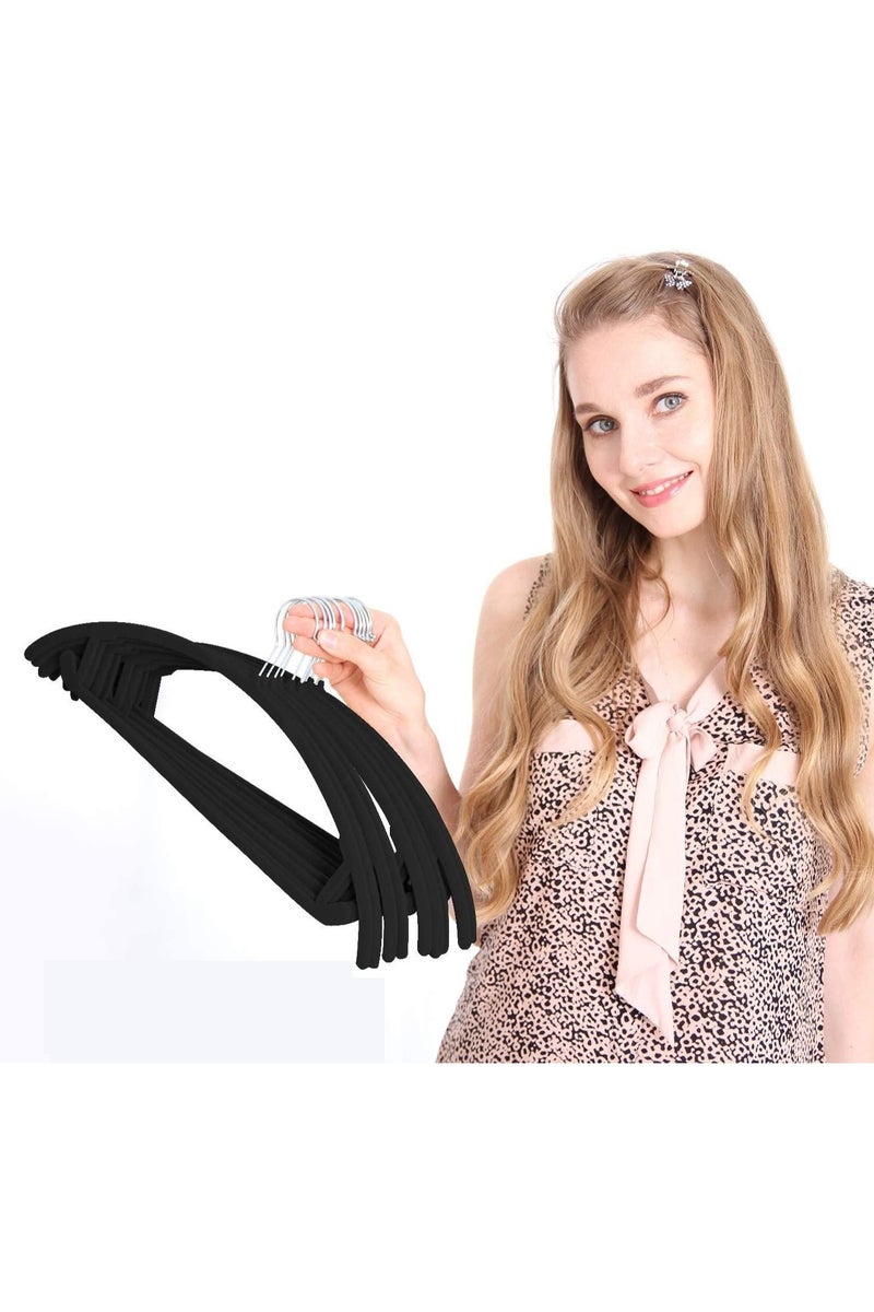 TYCOM Non Slip Velvet Hangers Suit Hangers (50 Pack) Ultra Thin Space Saving 360 Degree Swivel Hook Clothes Hangers Hold Up-to 10 Lbs for Coats Jackets Pants Dress Clothes Curved 50pcs Black  - Image 5