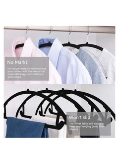 TYCOM Non Slip Velvet Hangers Suit Hangers (50 Pack) Ultra Thin Space Saving 360 Degree Swivel Hook Clothes Hangers Hold Up-to 10 Lbs for Coats Jackets Pants Dress Clothes Curved 50pcs Black  - Image 5