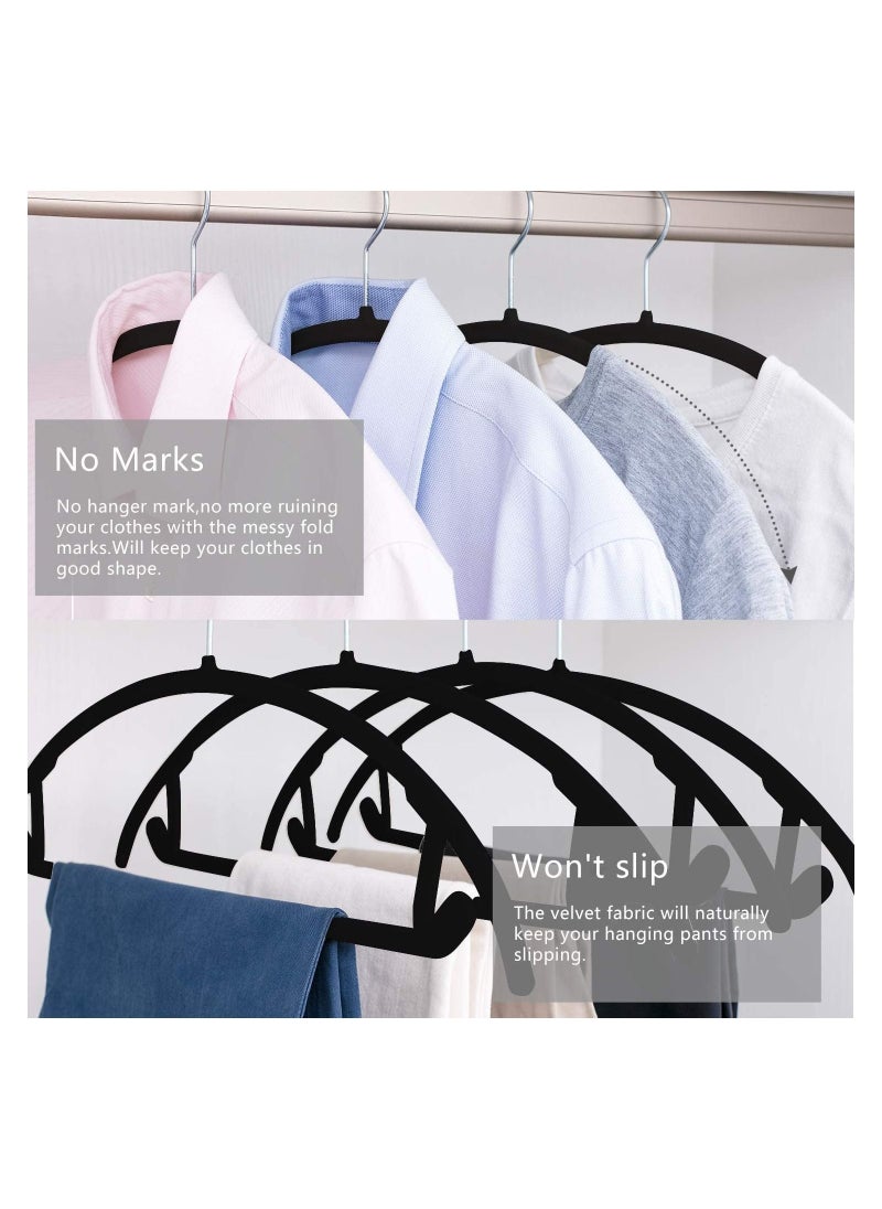 TYCOM Non Slip Velvet Hangers Suit Hangers (50 Pack) Ultra Thin Space Saving 360 Degree Swivel Hook Clothes Hangers Hold Up-to 10 Lbs for Coats Jackets Pants Dress Clothes Curved 50pcs Black  - Image 5