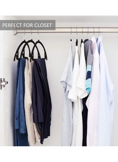 TYCOM Non Slip Velvet Hangers Suit Hangers (50 Pack) Ultra Thin Space Saving 360 Degree Swivel Hook Clothes Hangers Hold Up-to 10 Lbs for Coats Jackets Pants Dress Clothes Curved 50pcs Black  - Image 3