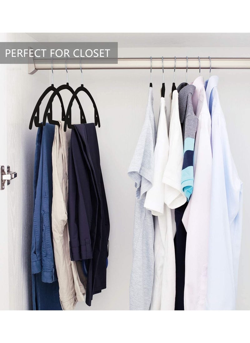 TYCOM Non Slip Velvet Hangers Suit Hangers (50 Pack) Ultra Thin Space Saving 360 Degree Swivel Hook Clothes Hangers Hold Up-to 10 Lbs for Coats Jackets Pants Dress Clothes Curved 50pcs Black  - Image 3