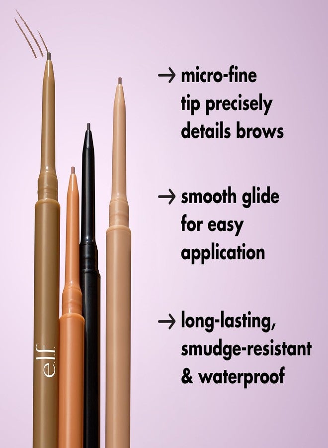 elf e.l.f. Micro-Fine Brow Pencil, Waterproof Brow Color & Spoolie For Shaping Brows & Creating A Feathered Natural-Looking Finish, Vegan & Cruelty-Free, Neutral Brown - Image 2