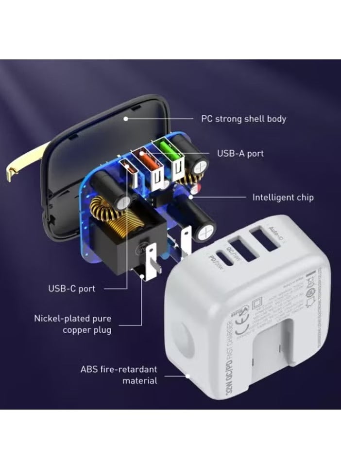 JAJEEK A3513Q High-Quality 3-Port USB Type-C 32W PD & 20W QC 3.0 Fast Charger, Mobile Phone Adapter, Wall Charger for Smartphones, Tablets, and Laptops – Rapid Charging Power Delivery - Image 4