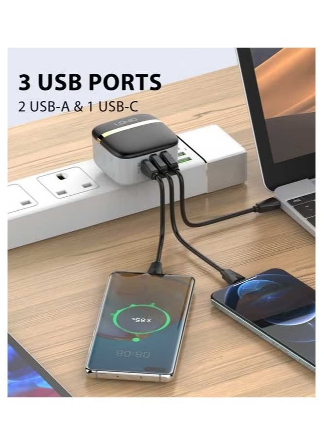 JAJEEK A3513Q High-Quality 3-Port USB Type-C 32W PD & 20W QC 3.0 Fast Charger, Mobile Phone Adapter, Wall Charger for Smartphones, Tablets, and Laptops – Rapid Charging Power Delivery - Image 5