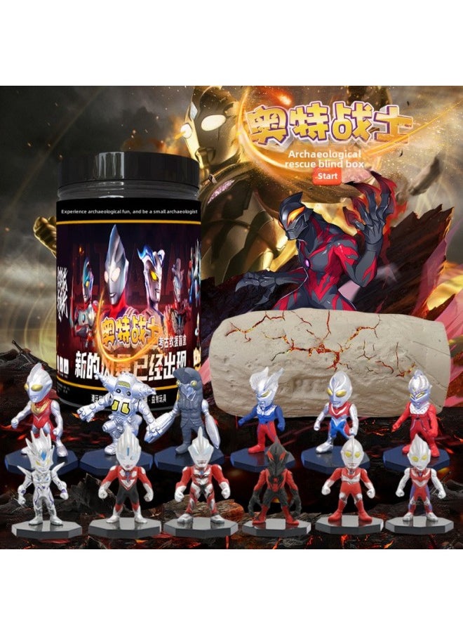 null - Children's Archaeological Digging Treasure Hunt Blind Box Educational Toys Ultraman Frozen Pony Sponge Ye Luoli Hand-made-Color:Ultraman Random 4 Doll Ornaments (canned + Supporting Tools) - Image 1