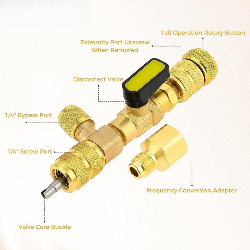 KOWVOWZ Valve Core Remover,R410A R22 AC Valve Core Remover,Dual Size 1/4"-5/16" Port Valve Core Removal Installer for Refrigeration Air Conditioning A/C Line Repair Tools - Image 3