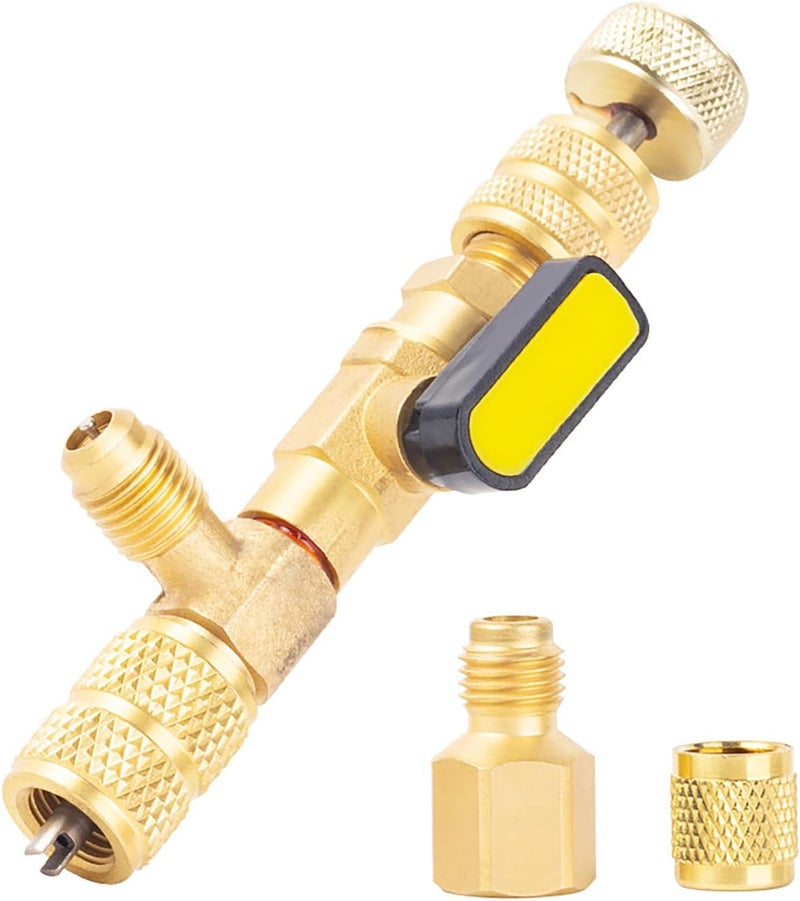 KOWVOWZ Valve Core Remover,R410A R22 AC Valve Core Remover,Dual Size 1/4"-5/16" Port Valve Core Removal Installer for Refrigeration Air Conditioning A/C Line Repair Tools - Image 1