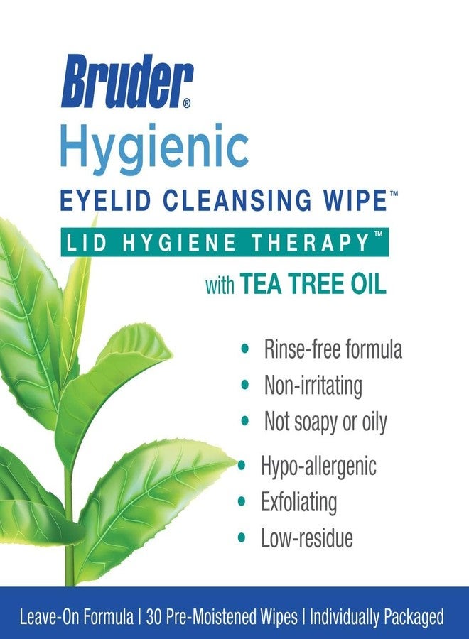 Bruder Hygienic Eyelid Cleansing Wipes with Tea Tree Oil 30 Count Box (Pack of 3) l Relief from Demodex l Pre-Moistened, Rinse-Free Exfoliating Wipes Remove Excess Oil and Debris from Eyelids - Image 3
