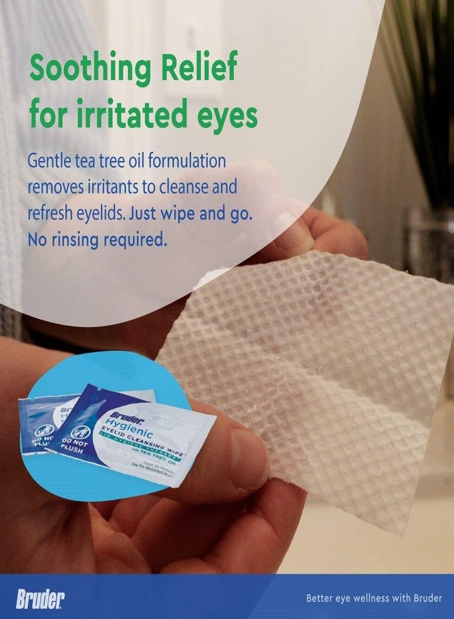 Bruder Hygienic Eyelid Cleansing Wipes with Tea Tree Oil 30 Count Box (Pack of 3) l Relief from Demodex l Pre-Moistened, Rinse-Free Exfoliating Wipes Remove Excess Oil and Debris from Eyelids - Image 4
