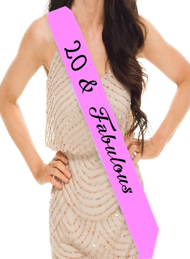 Hubops 20 & Fabulous sash for Girls Birthday /20th Birthday Sash Party Decoration (pink)