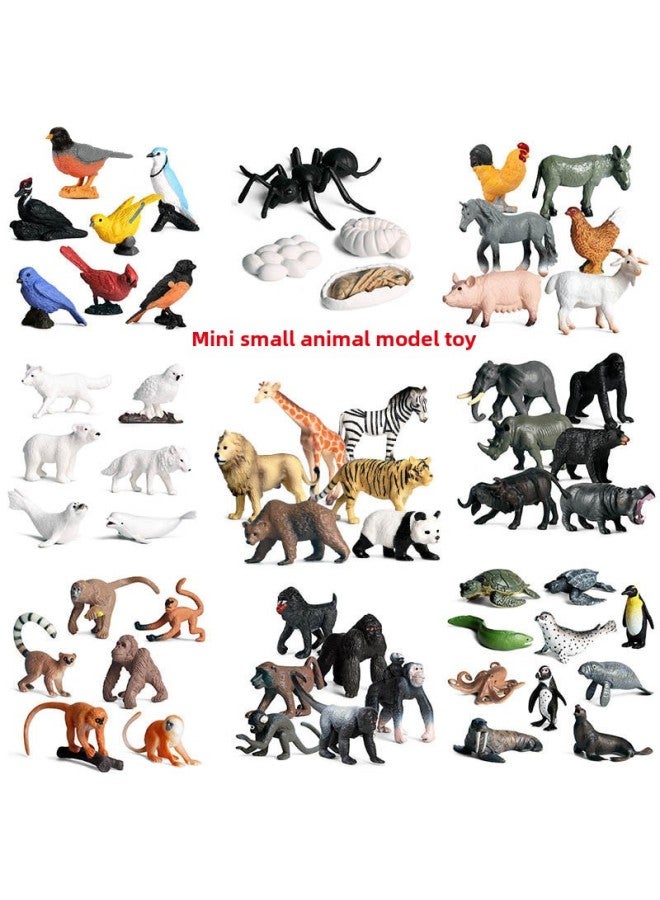 Wild Animal Toy Model Kids Mini Simulation Small Animal Poultry Tiger Lion Giraffe Shark Insect-Color:ZZ Medium Wild Animal 12 Set - Image 2