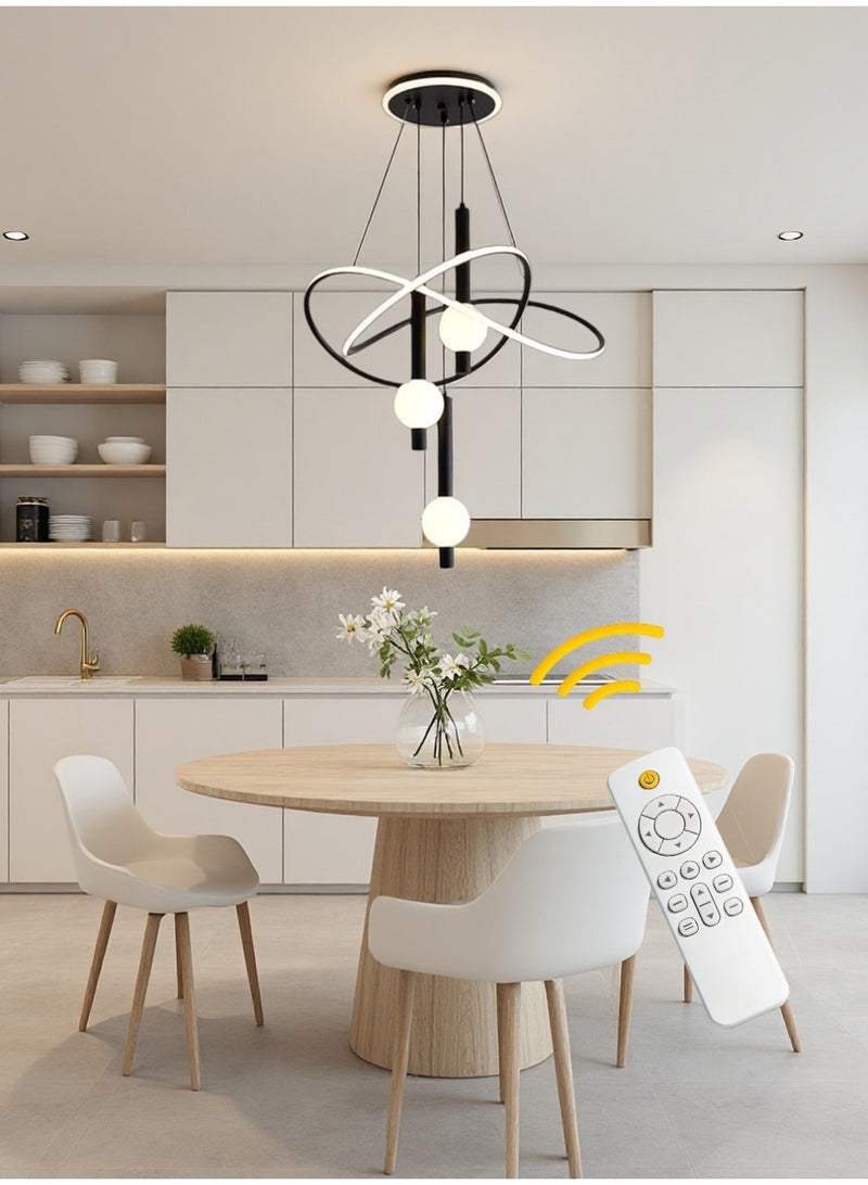 Lollipop-shaped LED pendant light with three light colors, remote control, and adjustable height. Ideal for living rooms, bedrooms, and above dining tables. - Image 1