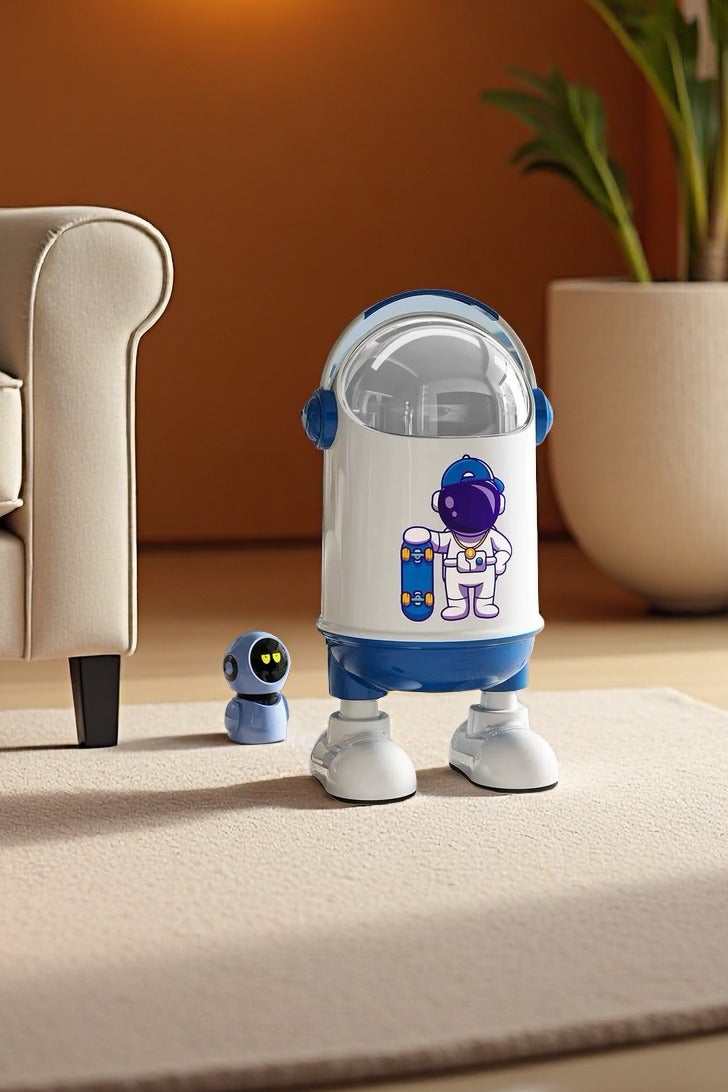 Cartoon-style Trash Can with Lid, Large Capacity Garbage Bin - Multi-functional Dustproof Storage Container | Decorative Wastebasket with Cover for Living Room, Kitchen, Bedroom, Office | Cute Covered Waste Bin with Spacious Storage（B） - Image 1