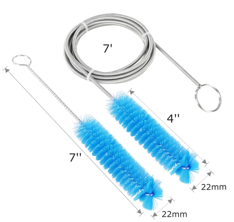 TIMFIRVS CPAP Tube Cleaning Brush-7 Feet Flexible + 7 Inches Handy Stainless Steel Wire Bristle Brush- Fits for Standard 22mm Diameter Tubing (Blue) - Image 2